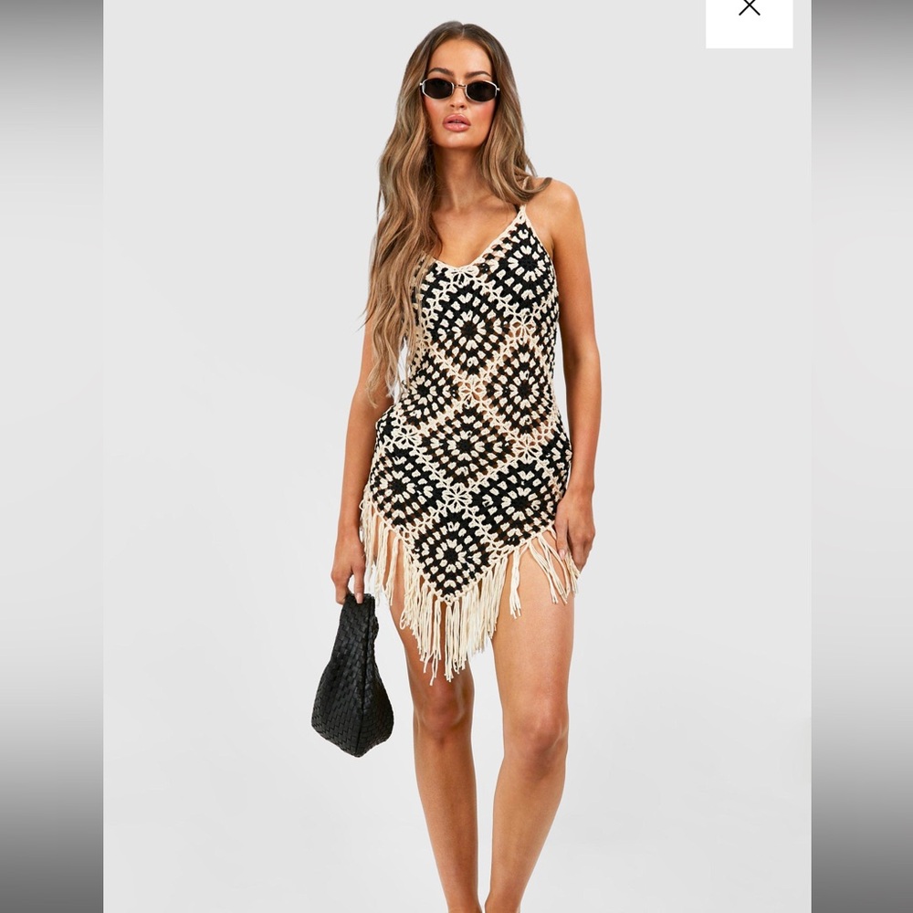 Boohoo crochet cover up mini dress